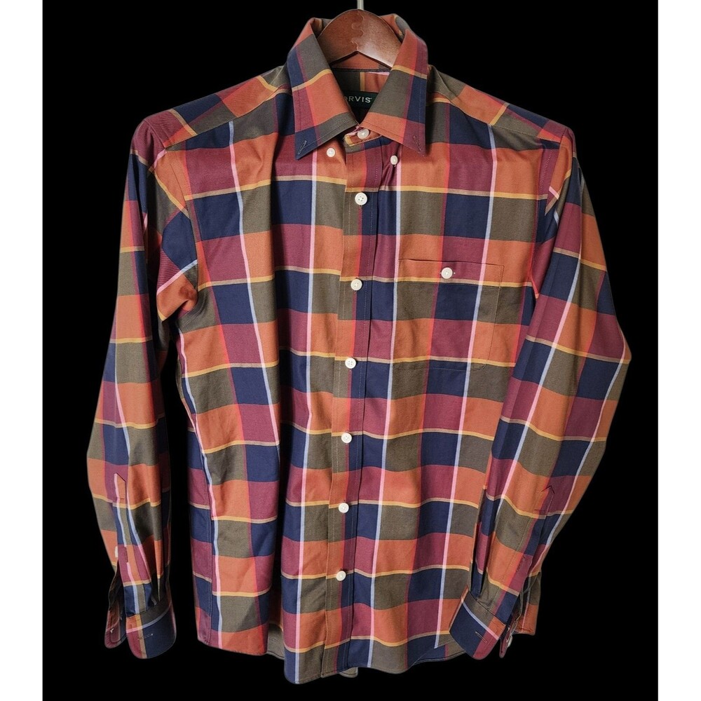 Vintage Orvis Wrinkle Free Check Plaid Button Down Shirt Men’s Med Long Sleeve
